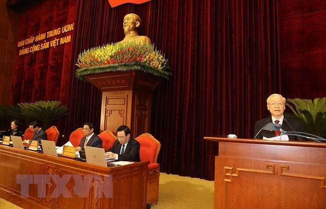 Tổng B&iacute; thư Nguyễn Ph&uacute; Trọng chủ tr&igrave; Hội nghị Trung ương giữa nhiệm kỳ kh&oacute;a XIII - Ảnh 4.