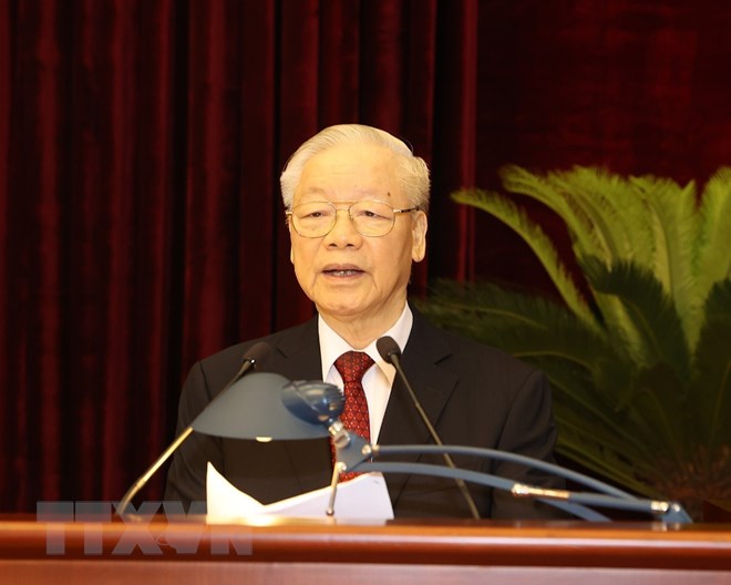 Tổng B&iacute; thư Nguyễn Ph&uacute; Trọng chủ tr&igrave; Hội nghị Trung ương giữa nhiệm kỳ kh&oacute;a XIII - Ảnh 1.