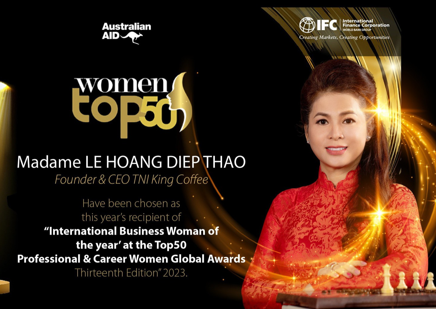 Bà Lê Hoàng Diệp Thảo nhận giải thưởng "Top50 GLOBAL Professional & Career Women Awards 2023"