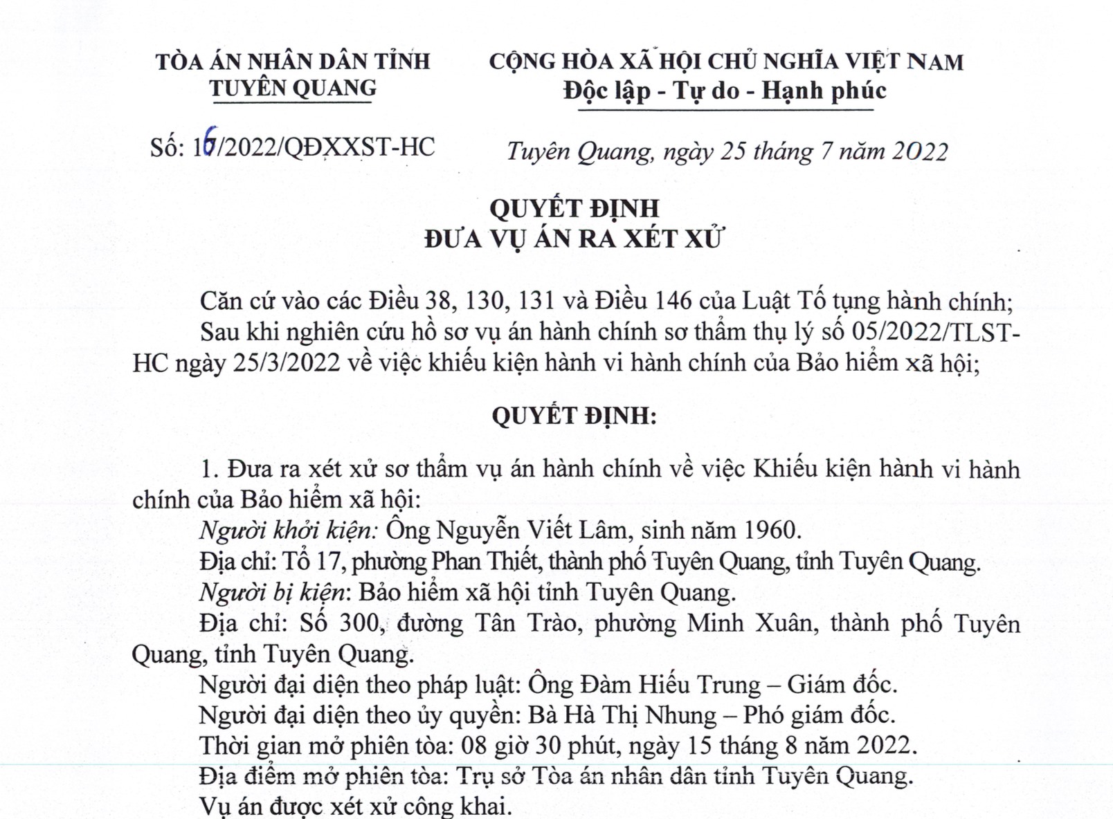 Chủ hộ kinh doanh cá thể đầu tiên khởi kiện cơ quan BHXH ra tòa