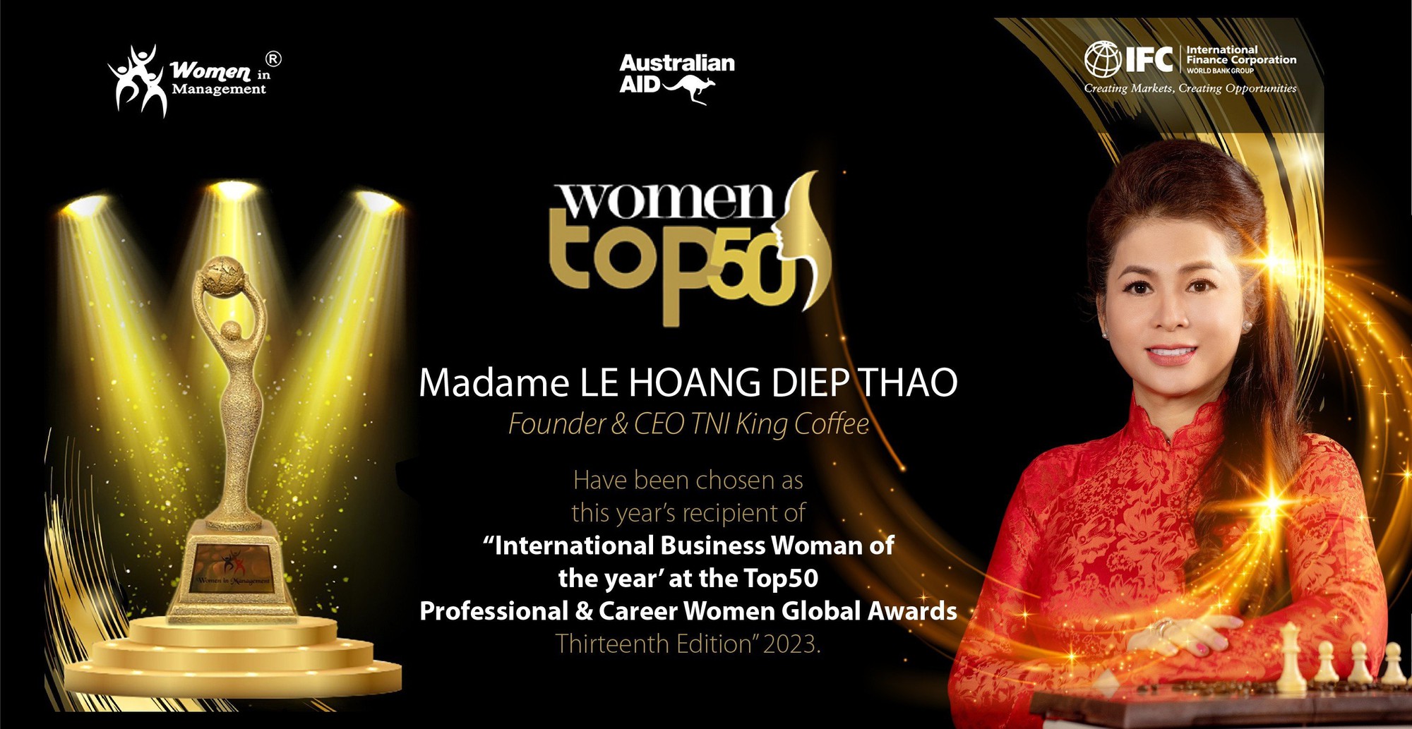 Bà Lê Hoàng Diệp Thảo nhận giải thưởng Top50 GLOBAL Professional & Career Women Awards 2023 - Ảnh 1.