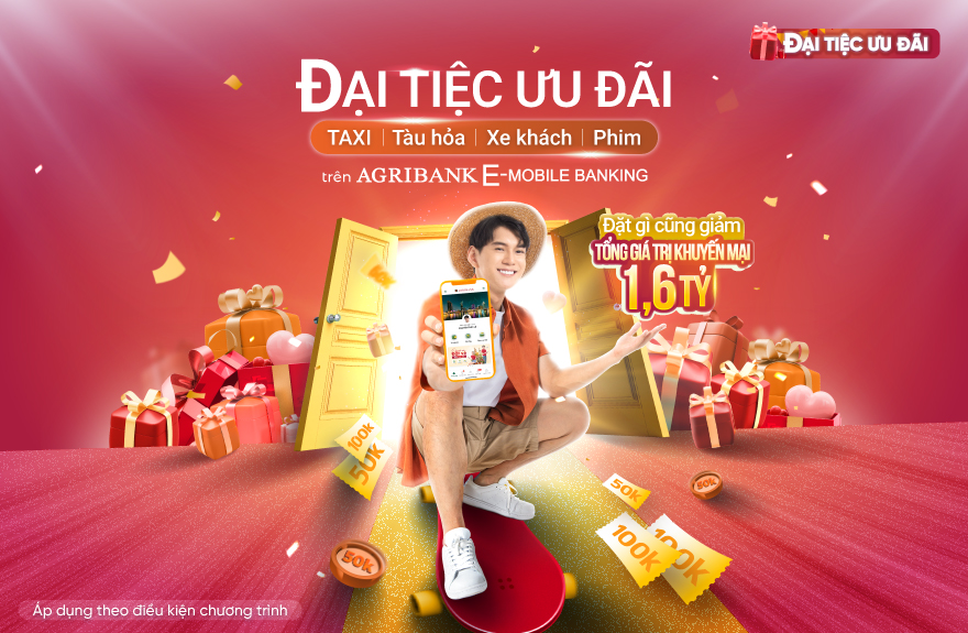 Đại tiệc ưu đ&atilde;i: B&ugrave;ng nổ khuyến mại đến 100.000 đồng tr&ecirc;n Agribank E-Mobile Banking - Ảnh 1.