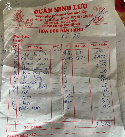 Thực hư vụ đo&agrave;n kh&aacute;ch du lịch ăn nh&agrave; h&agrave;ng hải sản rồi quỵt 2,6 triệu đồng? - Ảnh 3.