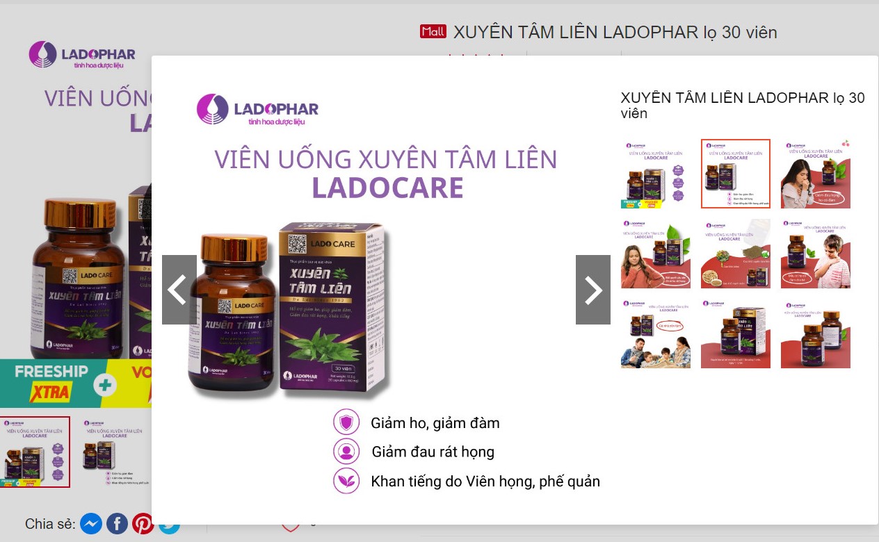 Ladophar xin tự thu hồi lô sản phẩm Ladocare Xuyên Tâm Liên