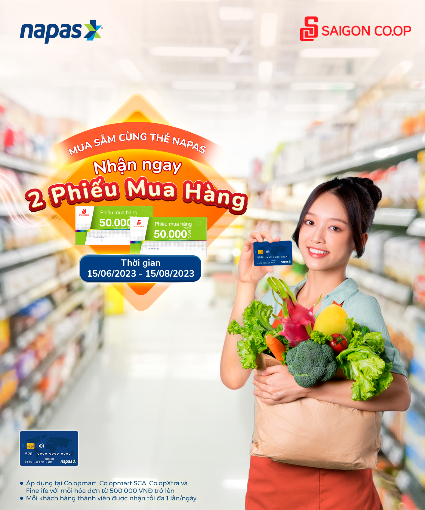 Nhận ngay 100.000 đồng mỗi ng&agrave;y khi mua sắm tại SAIGON CO.OP với thẻ NAPAS - Ảnh 1.
