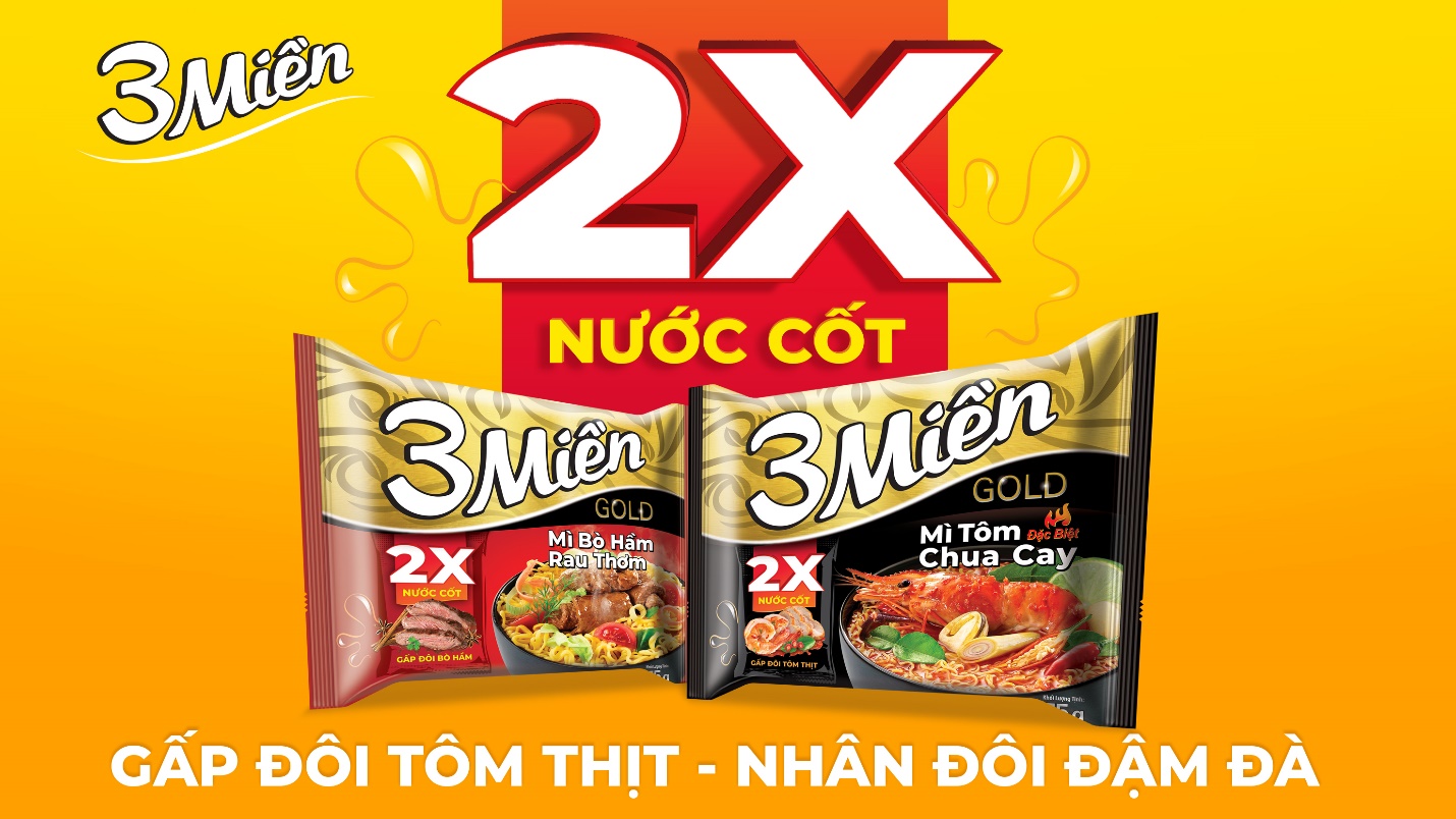 Mì 3 Miền nước cốt 2X gấp đôi tôm thịt, nhân đôi đậm đà