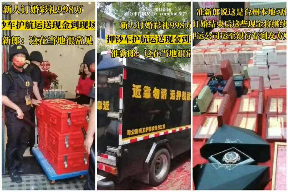 Thuê xe bọc thép chở "núi" tiền, vàng làm sính lễ ở Trung Quốc