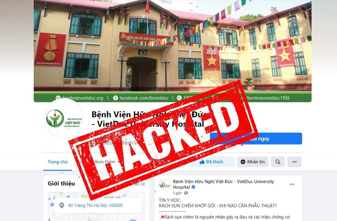Fanpage có tích xanh của Bệnh viện Việt Đức bị hacker tấn công