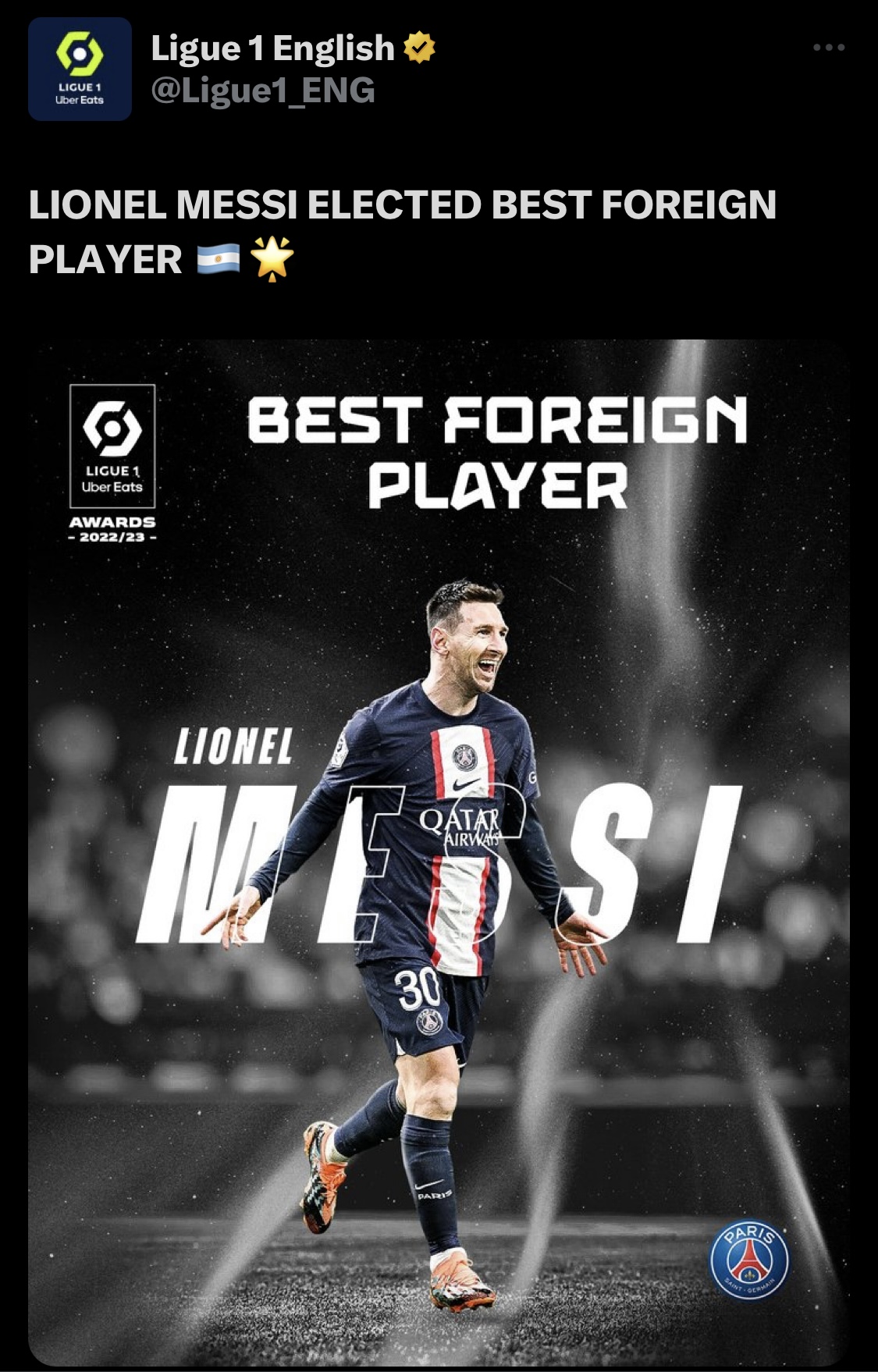 Messi đạt danh hiệu cầu thủ ngoại xuất sắc nhất Ligue 1 2023 - Ảnh 1.