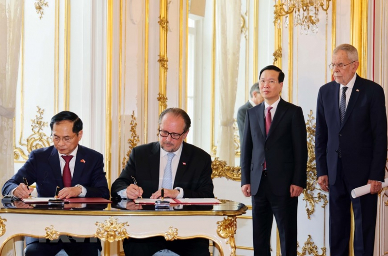 Cận cảnh lễ đ&oacute;n Chủ tịch nước V&otilde; Văn Thưởng thăm &Aacute;o tại Cung điện Hofburg - Ảnh 11.