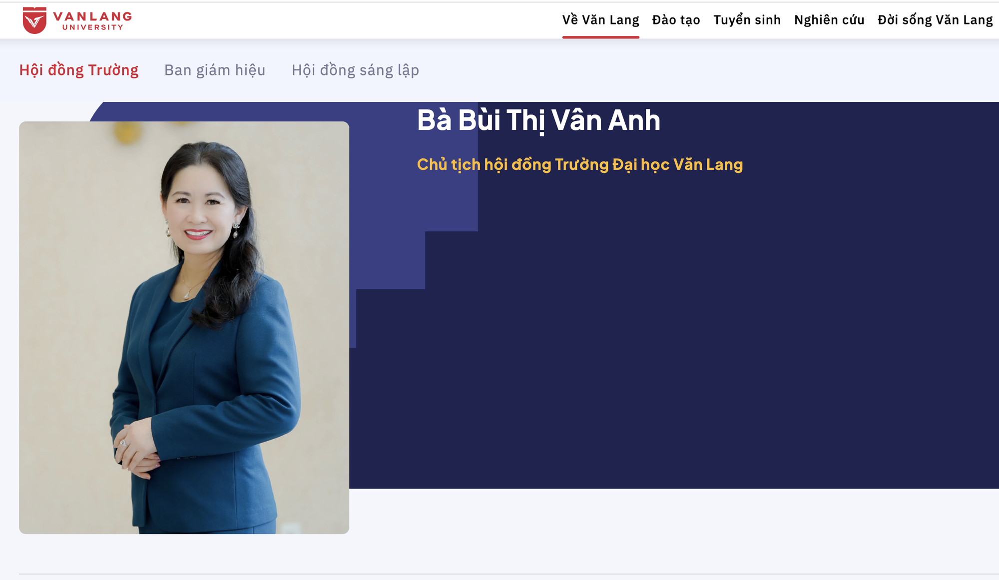 Vợ ông Nguyễn Cao Trí làm Chủ tịch Hội đồng trường Trường ĐH Văn Lang