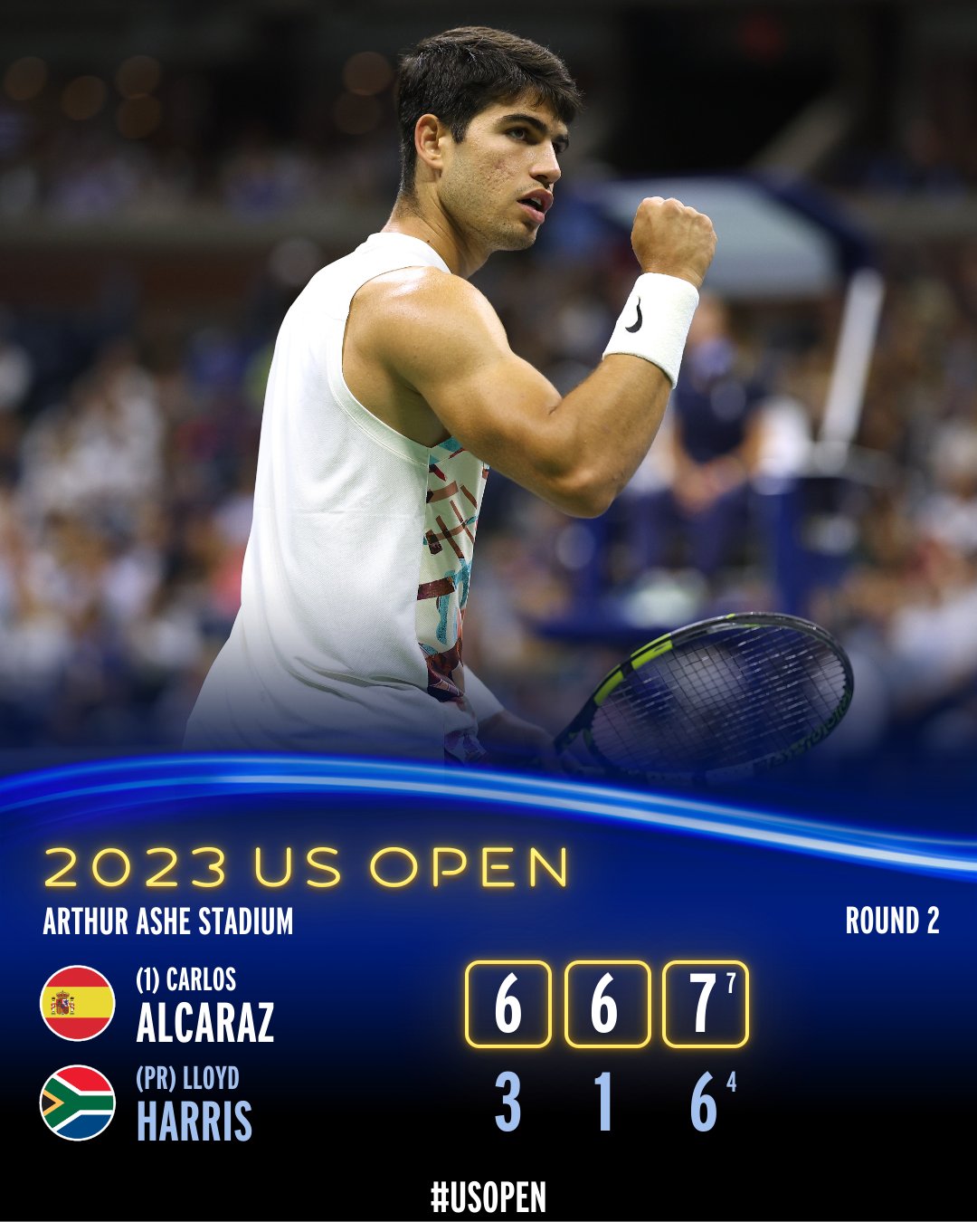 Alcaraz thẳng tiến v&agrave;o v&ograve;ng 3, cựu tốp 6 rời US Open bằng xe lăn - Ảnh 2.