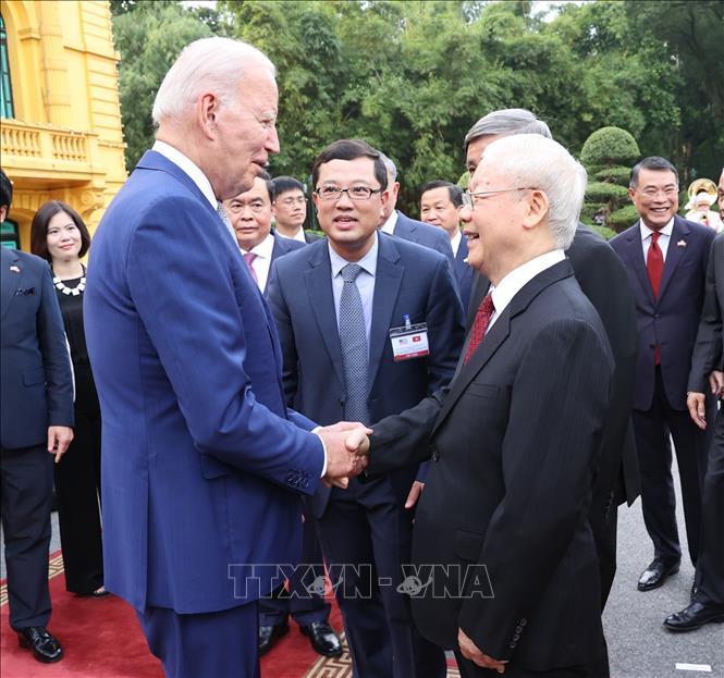 Tổng B&iacute; thư Nguyễn Ph&uacute; Trọng chủ tr&igrave; lễ đ&oacute;n Tổng thống Mỹ Joe Biden - Ảnh 2.
