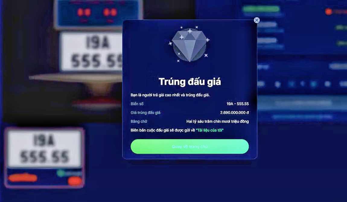 Biển số VIP 19A-555.55  được chốt gi&aacute; 2,69 tỉ đồng - Ảnh 3.