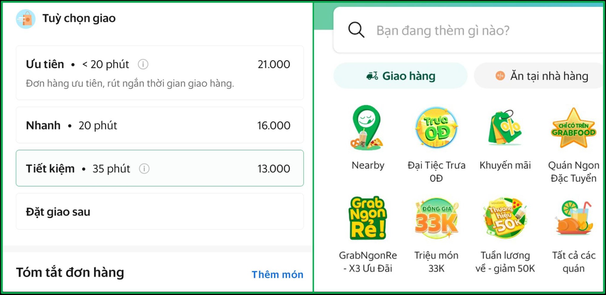 GrabFood thử nghiệm tính năng “Lựa chọn giao hàng”