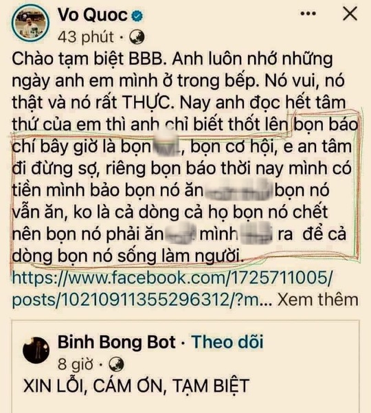 Nhiều người ủng hộ làm rõ nội dung trên Facebook đầu bếp Võ Quốc - Ảnh 2.