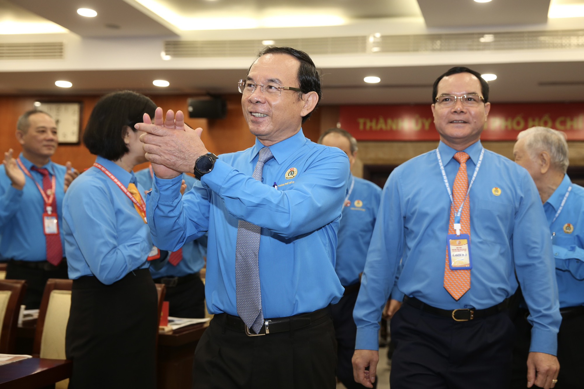 L&atilde;nh đạo Th&agrave;nh ủy TP HCM v&agrave; Tổng LĐLĐ Việt Nam đến dự phi&ecirc;n bế mạc Đại hội XII C&ocirc;ng đo&agrave;n TP HCM - Ảnh 1.