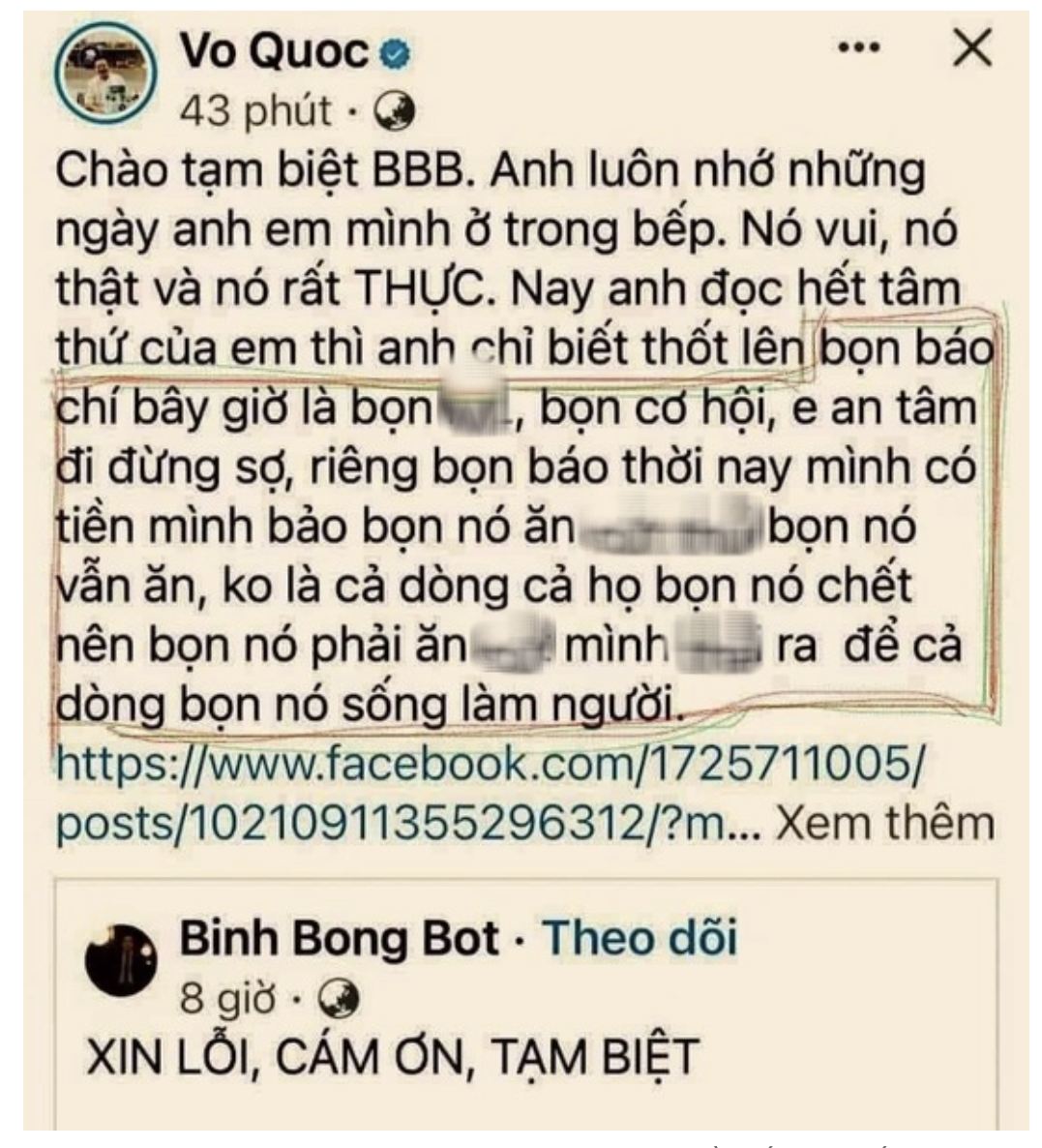 Quan điểm cứng rắn của Hội Nh&agrave; b&aacute;o TP HCM về nội dung tục tĩu tr&ecirc;n Facebook đầu bếp V&otilde; Quốc - Ảnh 2.