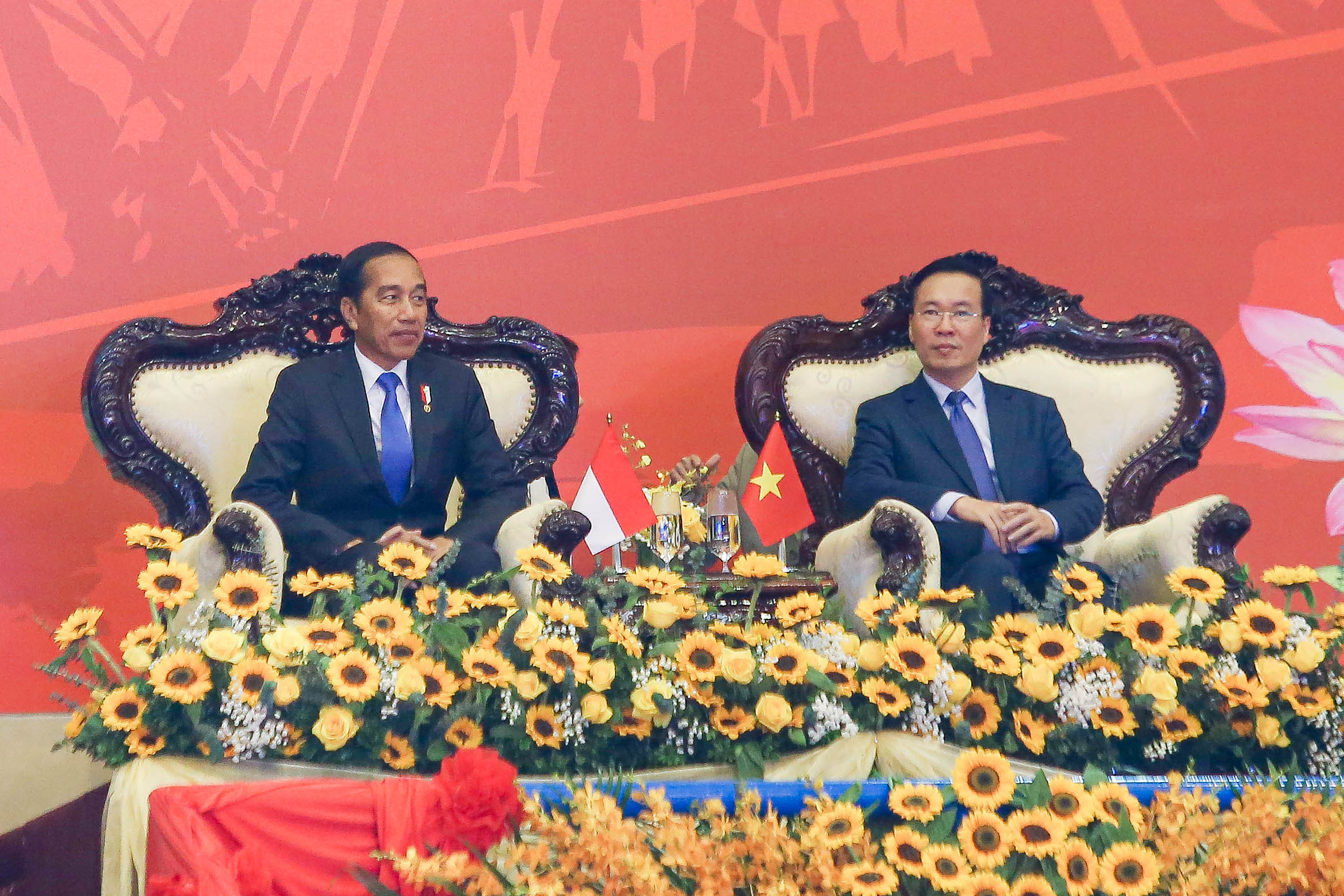 Chủ tịch nước v&agrave; Tổng thống Indonesia xem biểu diễn v&otilde; thuật- Ảnh 6.