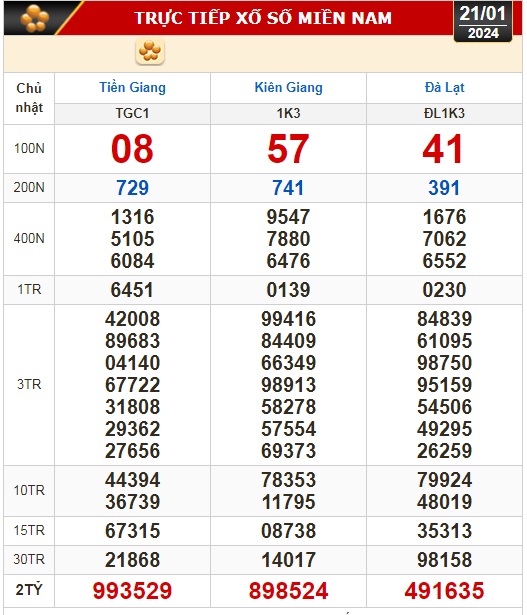 Kết quả xổ số hôm nay (21-1): Tiền Giang, Kiên Giang, Đà Lạt, Khánh Hòa, Thái Bình...- Ảnh 1.