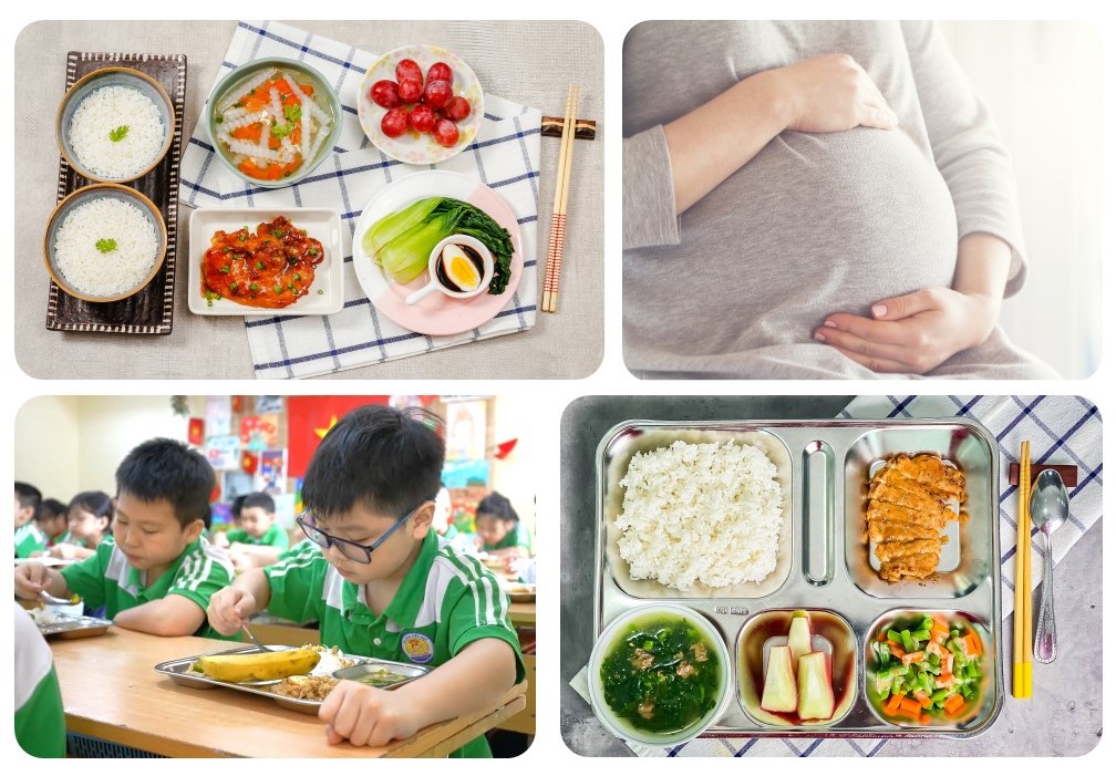 A collage of food and a child  Description automatically generated