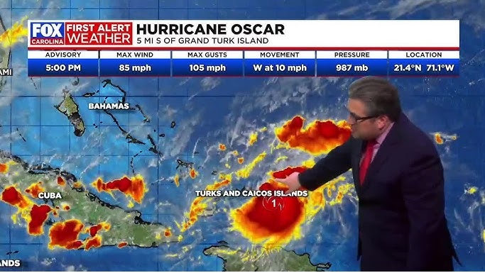 Hai cơn b&atilde;o nhiệt đới Oscar v&agrave; Nadine h&igrave;nh th&agrave;nh v&agrave; hoạt động c&ugrave;ng l&uacute;c, đe dọa v&ugrave;ng biển Caribe. Ảnh: Fox News