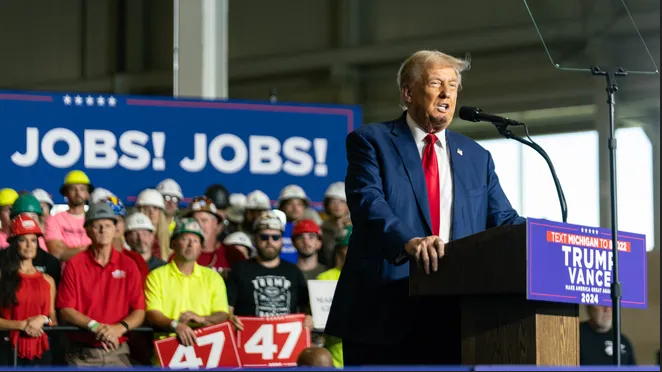 Cựu Tổng thống Donald Trump đang vào giai đoạn tranh cử nước rút. Ảnh: Detroit Free Press