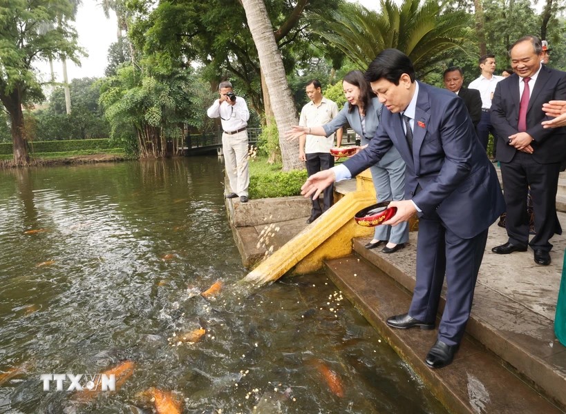 Tổng B&iacute; thư T&ocirc; L&acirc;m v&agrave; Chủ tịch nước Lương Cường b&agrave;n giao c&ocirc;ng t&aacute;c của Chủ tịch nước- Ảnh 10.