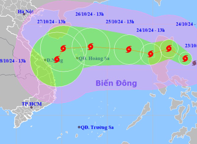 Chiều mai 24-10, b&atilde;o Trami v&agrave;o Biển Đ&ocirc;ng, c&oacute; thể mạnh th&ecirc;m giật cấp 15- Ảnh 1.