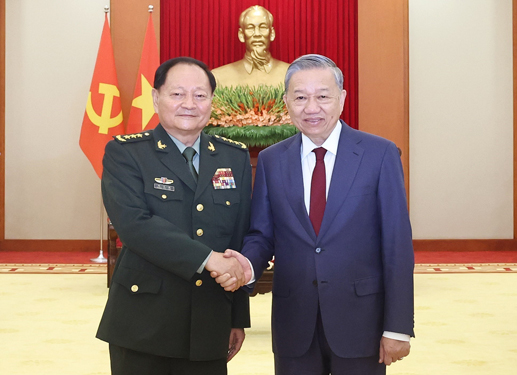 Tổng Bí thư Tô Lâm tiếp Phó Chủ tịch Quân ủy Trung ương Trung Quốc Trương Hựu Hiệp Ảnh: TTXVN