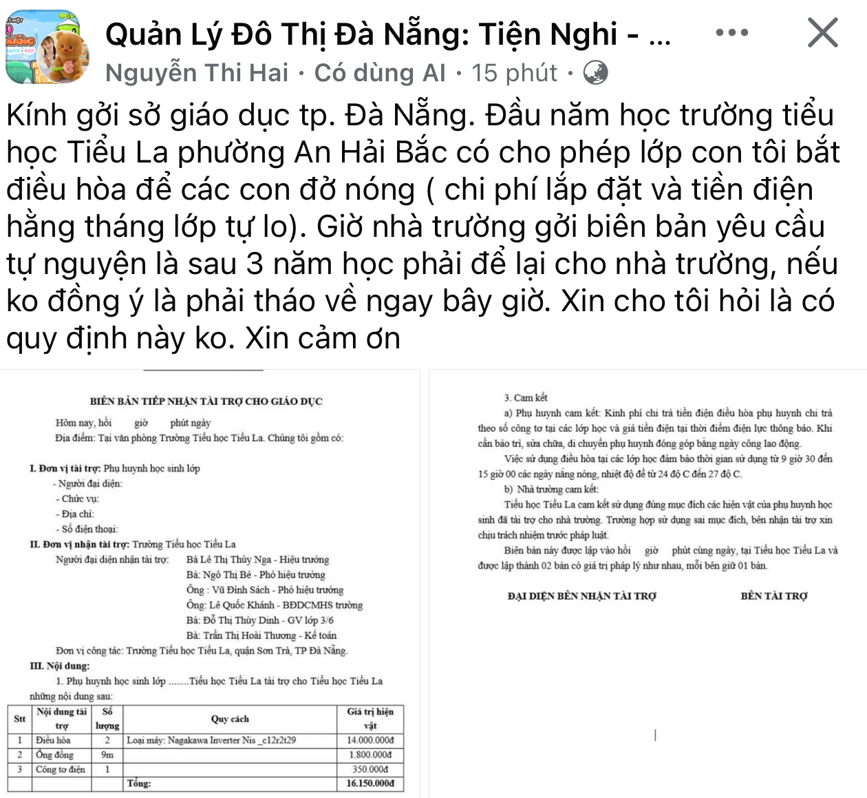 Đ&agrave; Nẵng: Hiệu trưởng n&oacute;i về th&ocirc;ng tin "y&ecirc;u cầu tự nguyện để lại điều ho&agrave;"- Ảnh 1.