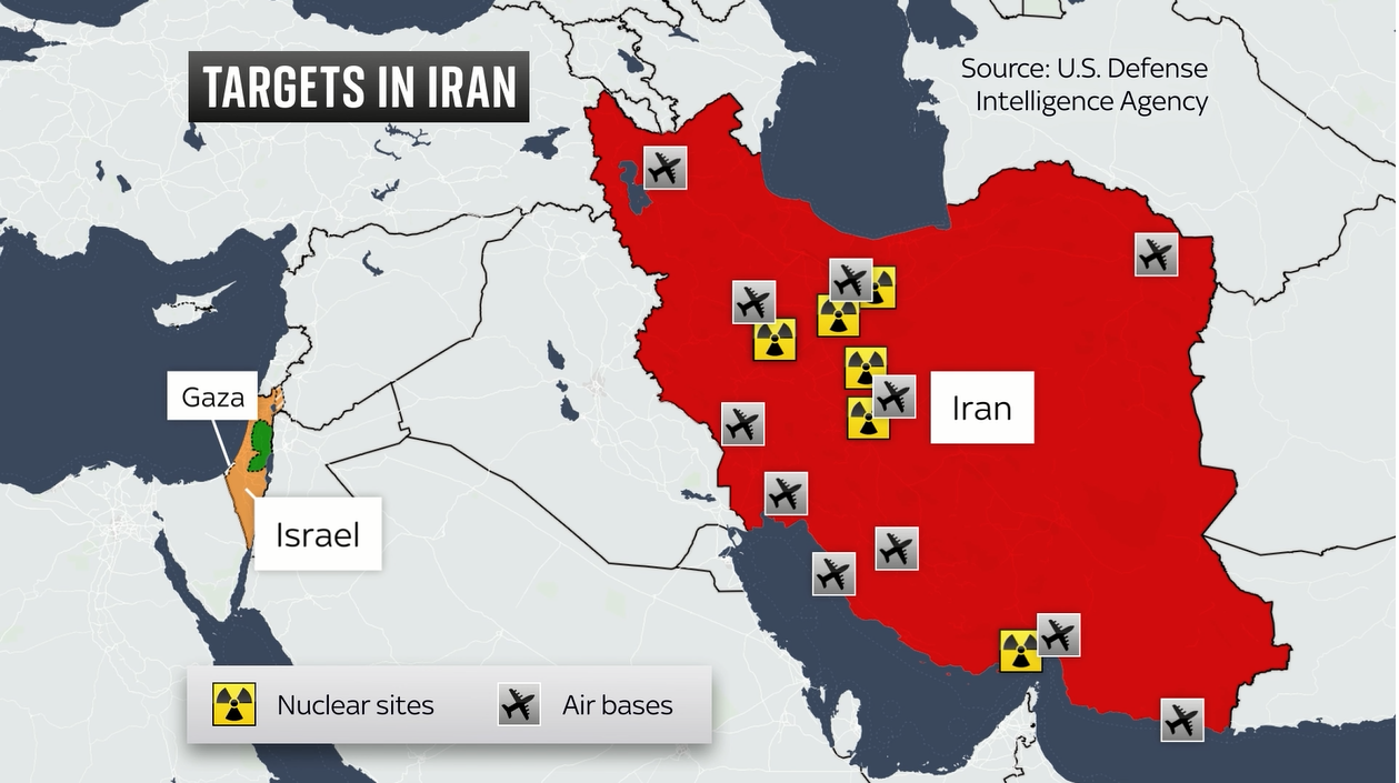 Các địa điểm tại Iran bị Israel tấn công rạng sáng 26-10. Nguồn: Cơ quan Tình báo quốc phòng Mỹ