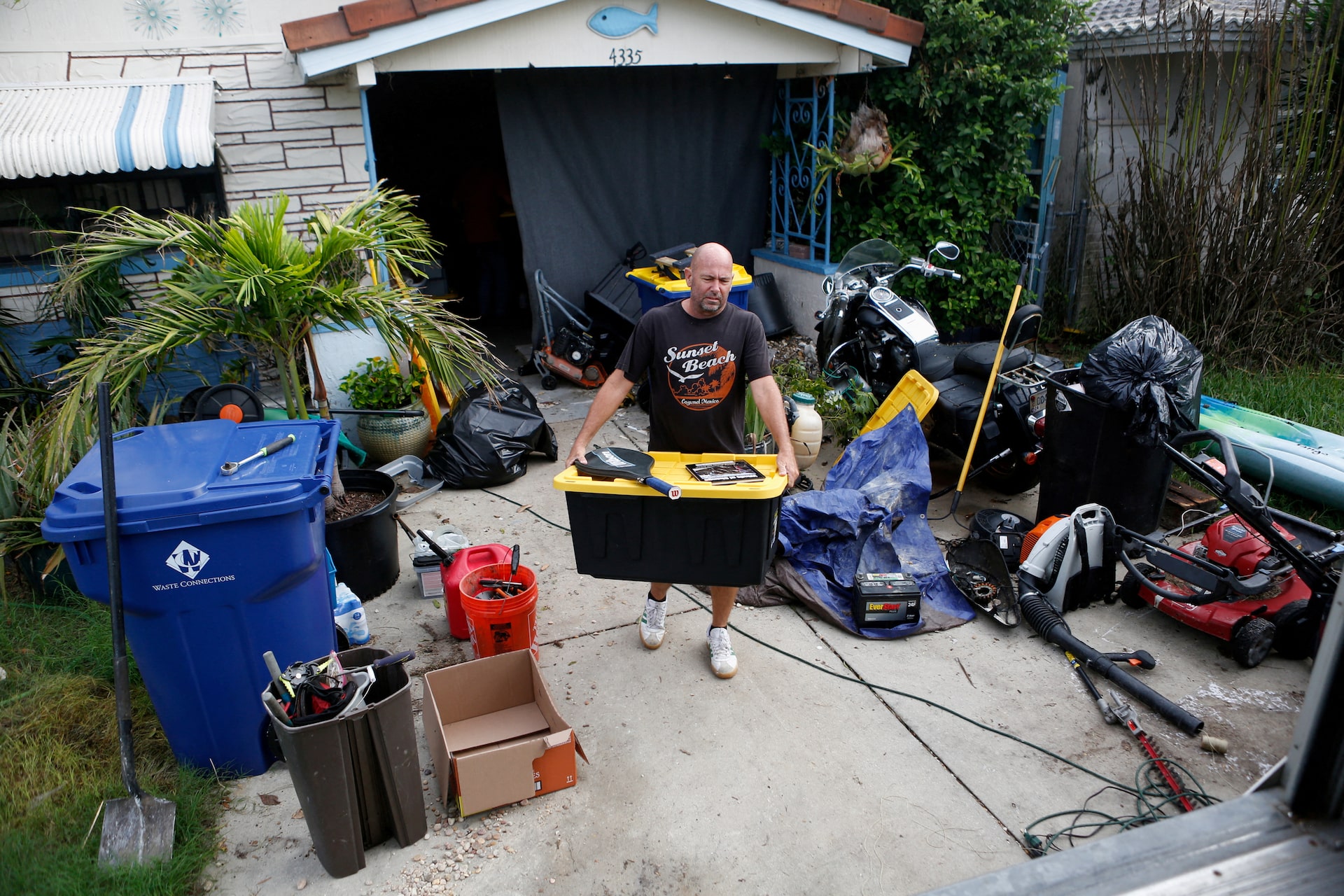 People prepare for the arrival of Hurricane Milton in New Port Richey