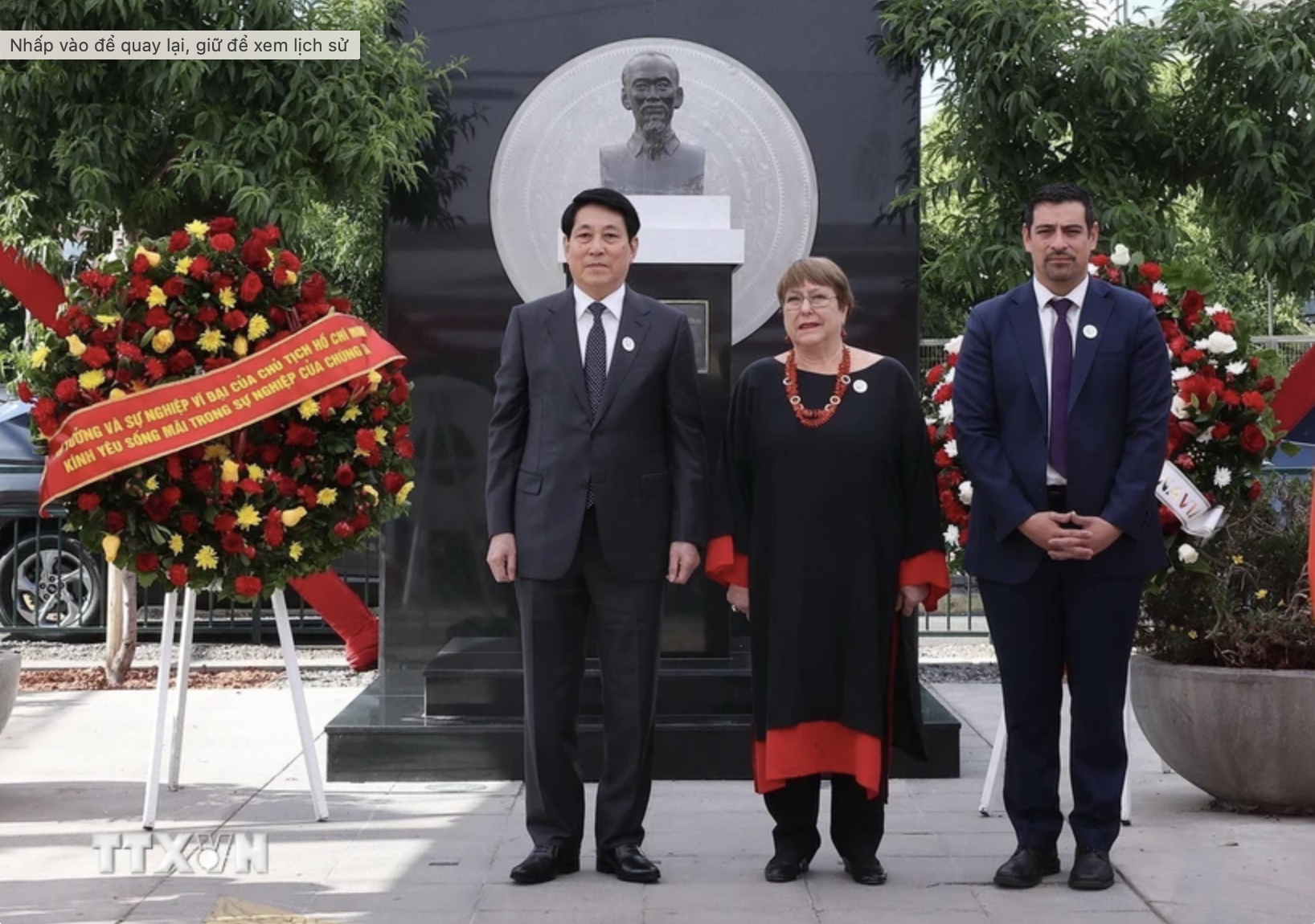 Chủ tịch nước Lương Cường đặt v&ograve;ng hoa tưởng niệm Chủ tịch Hồ Ch&iacute; Minh tại Chile- Ảnh 11.