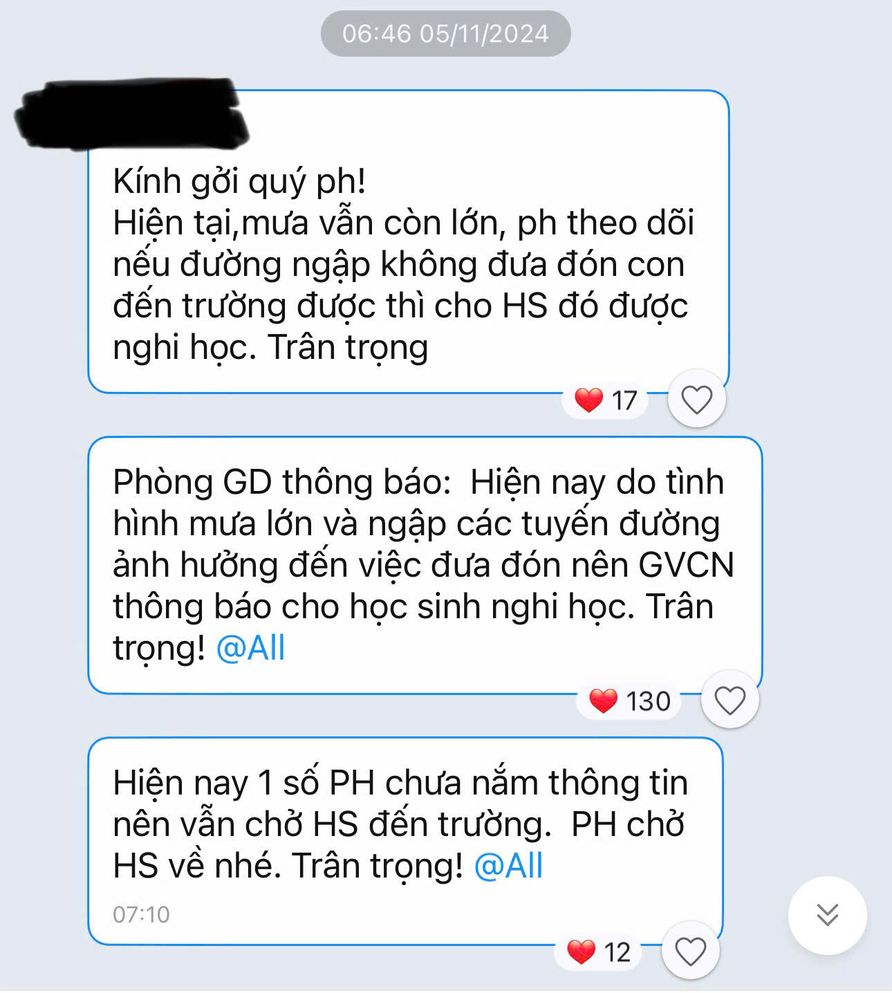 Sở GD-ĐT TP Đ&agrave; Nẵng l&ecirc;n tiếng về "th&ocirc;ng b&aacute;o nghỉ học khi trời mưa lớn"- Ảnh 1.
