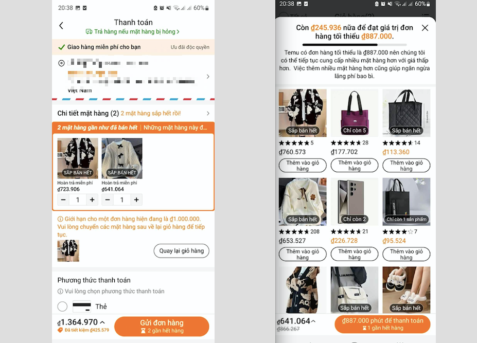 Temu "tung chi&ecirc;u&rdquo;, &eacute;p kh&aacute;ch chỉ được mua đơn h&agrave;ng từ 887.000 đồng đến kh&ocirc;ng qu&aacute; 1 triệu đồng- Ảnh 1.