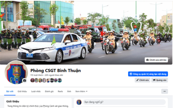 Tài khoản Facebook phòng CSGT Công an Bình Thuận bị giả mạo