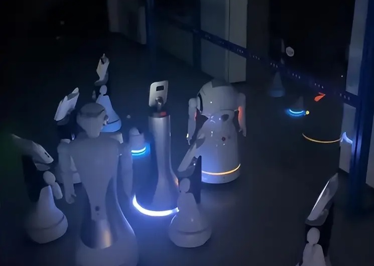 Nhị Bạch đang dẫn đầu nh&oacute;m robot. Ảnh: YouTube