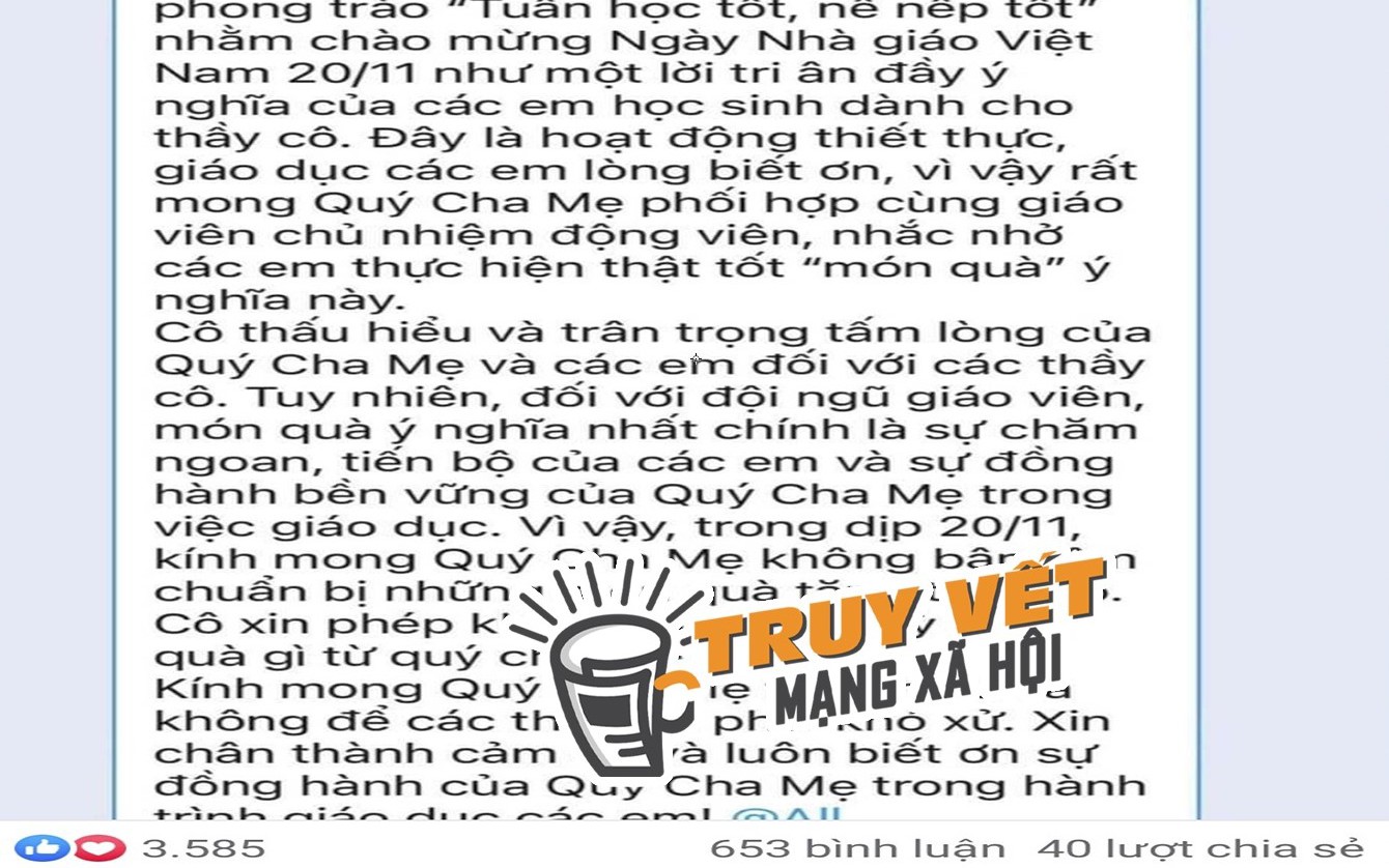 Tranh luận về việc tặng quà nhân Ngày Nhà giáo Việt Nam