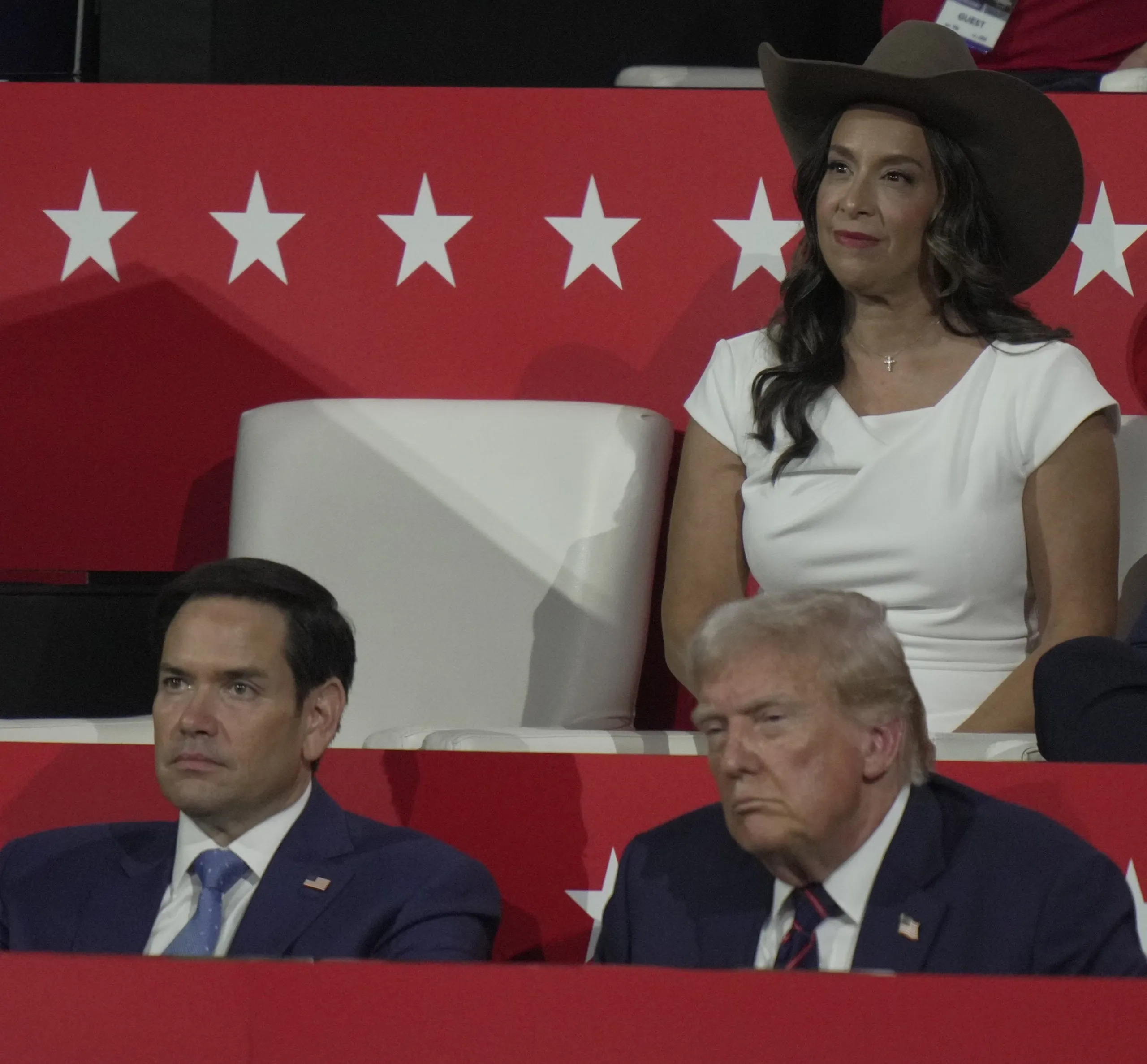 Florida Senator Marco Rubio, left, and then Republican presidential nominee Donald Trump during the third day of the Republican National Convention. Ảnh: MARK HOFFMAN /MILWAUKEE JOURNAL SENTINEL / USA TODAY NETWORK