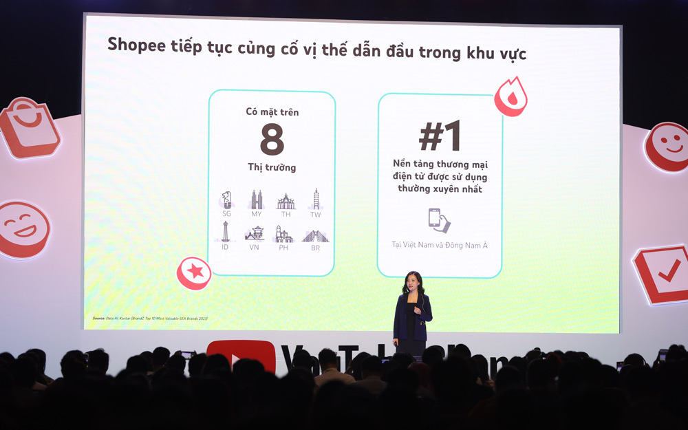 Bà Sarah Nguyen, Giám đốc Marketing và Tăng trưởng, Shopee Việt Nam phát biểu tại sự kiện