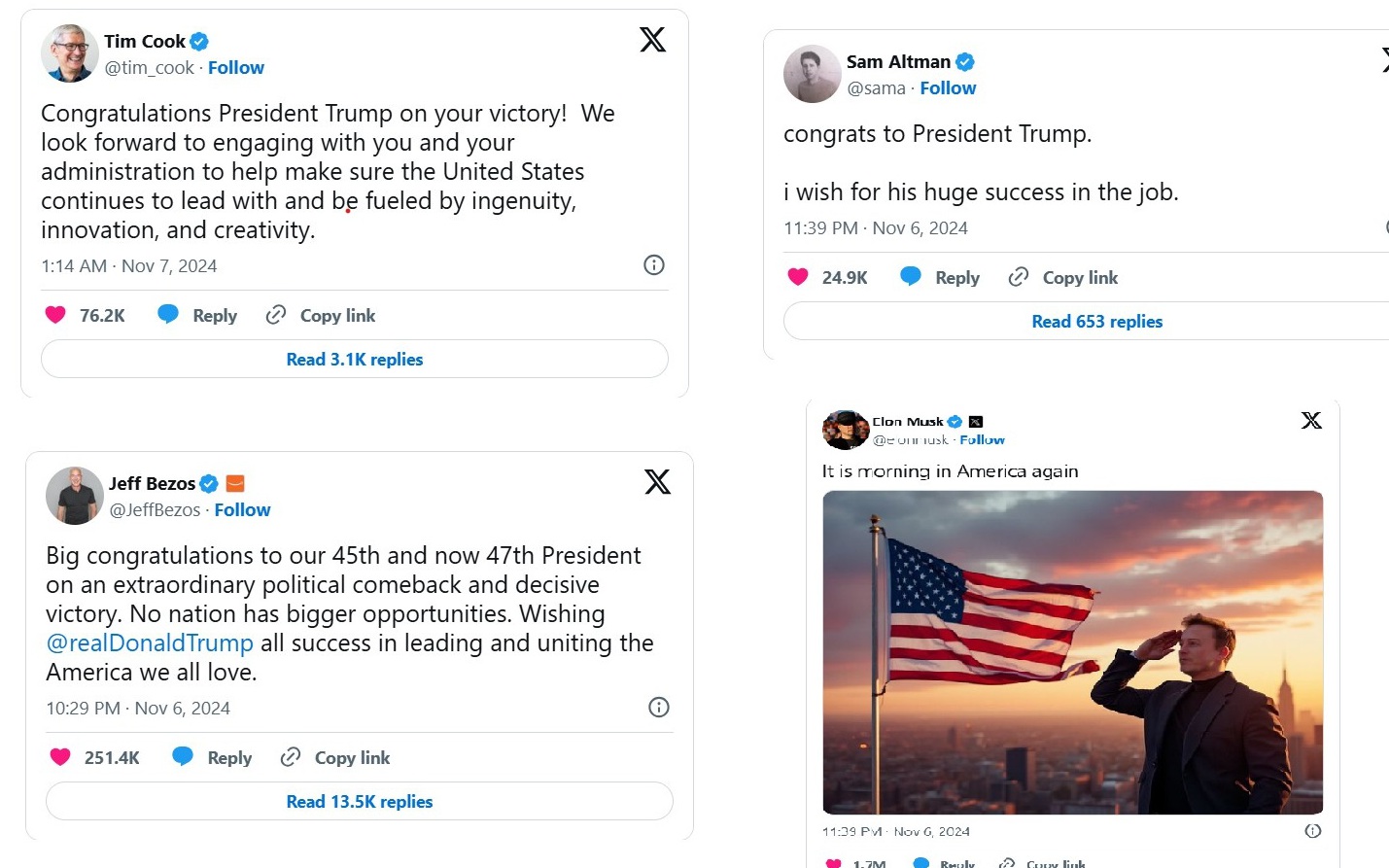 CEO công nghệ đồng loạt chúc mừng ông Trump, Elon Musk đăng ảnh "chế" ôm bồn rửa mặt đến Nhà Trắng