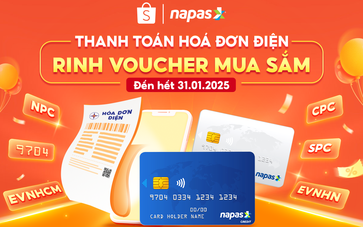 Shopee tặng ngay voucher mua sắm khi thanh toán hóa đơn điện cùng NAPAS
