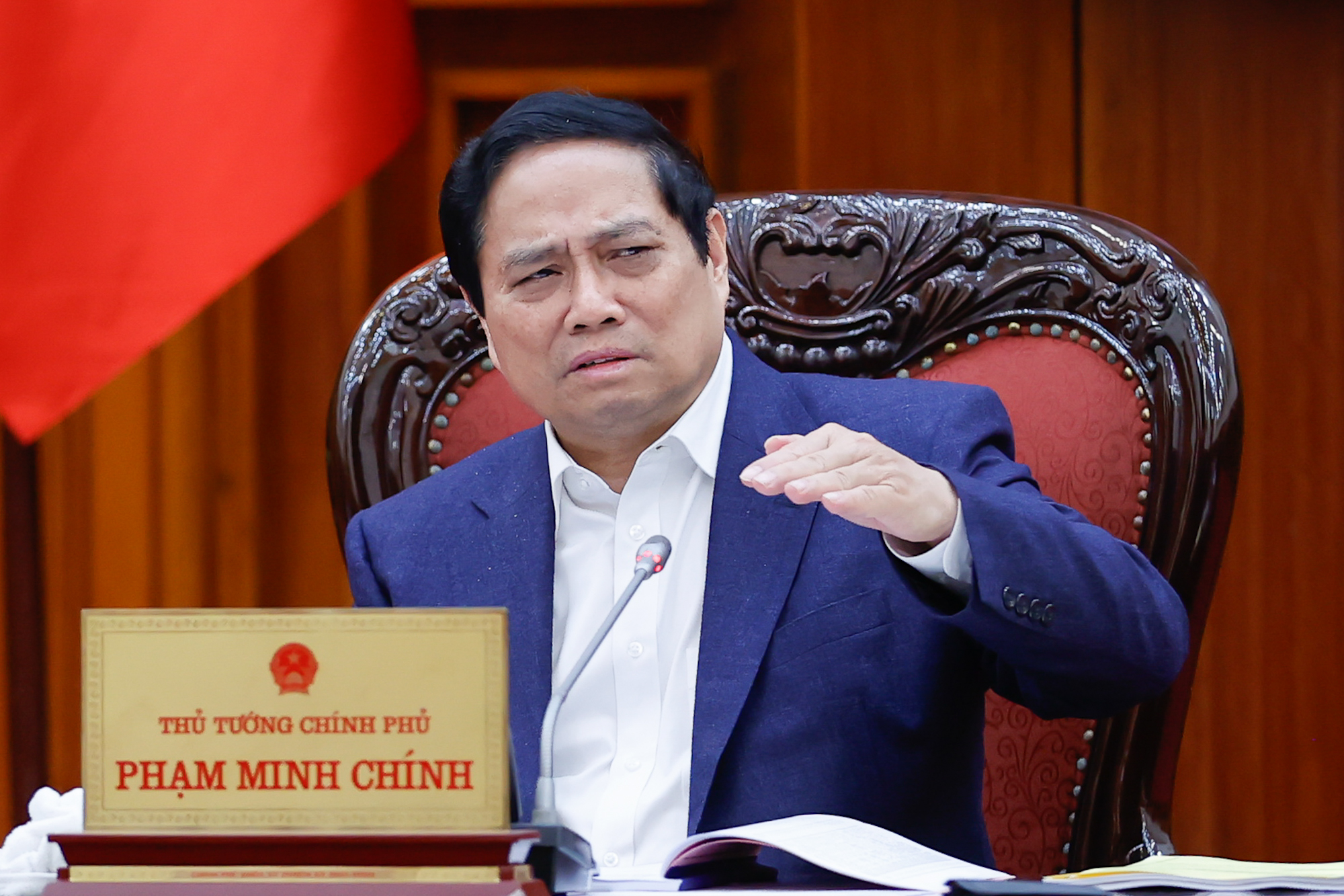 Thủ tướng Phạm Minh Chính yêu cầu chống lợi ích cá nhân, xóa bỏ cơ chế xin cho trong sắp xếp, tinh gọn bộ máy Ảnh: NHẬT BẮC