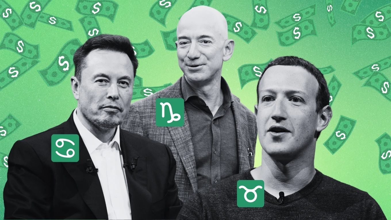 Tỉ ph&uacute; Jeff Bezo, Elon Musk, Mark Zuckerber. Ảnh: Shutterstock, Canva
