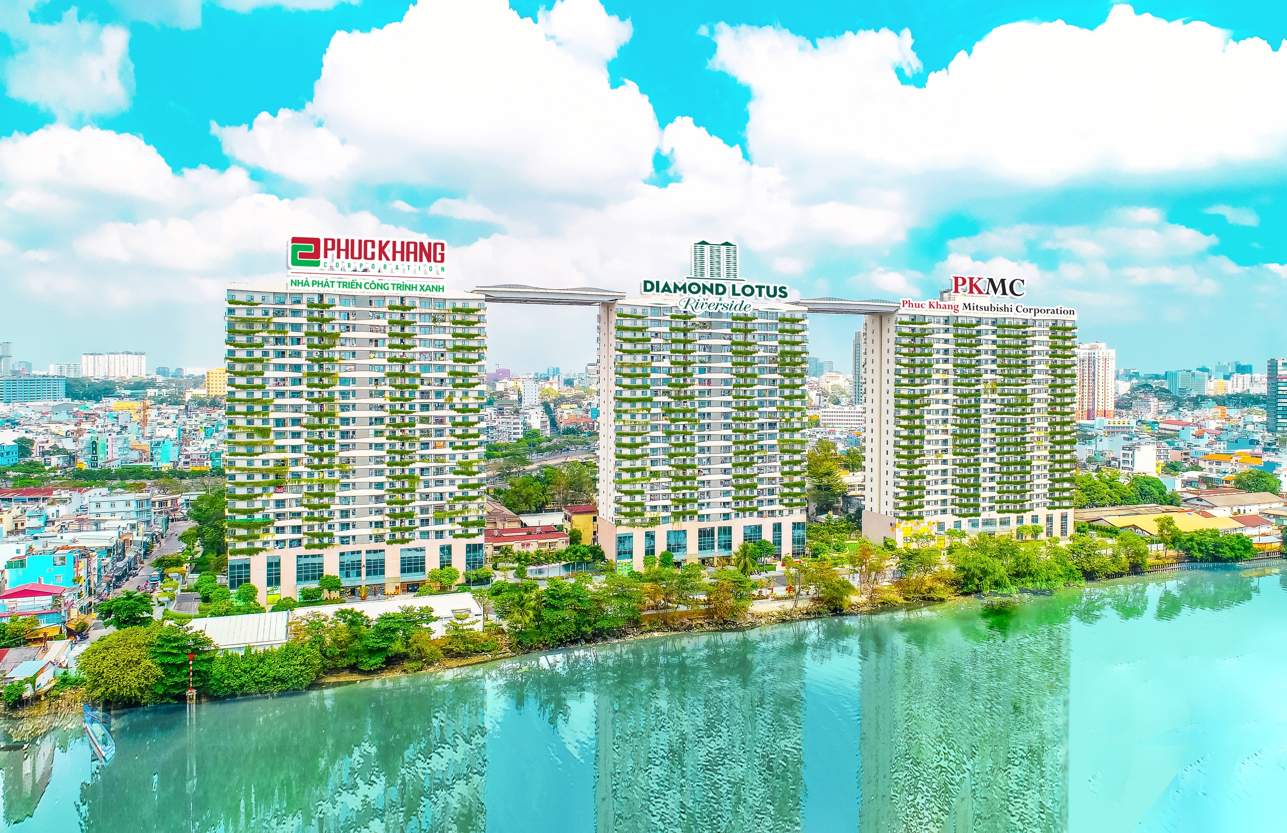 C&ocirc;ng tr&igrave;nh xanh Diamond Lotus Riverside được ph&aacute;t triển từ thương vụ th&agrave;nh c&ocirc;ng của Phuc Khang Corporation với Tập đo&agrave;n Mitsubishi (Nhật Bản)