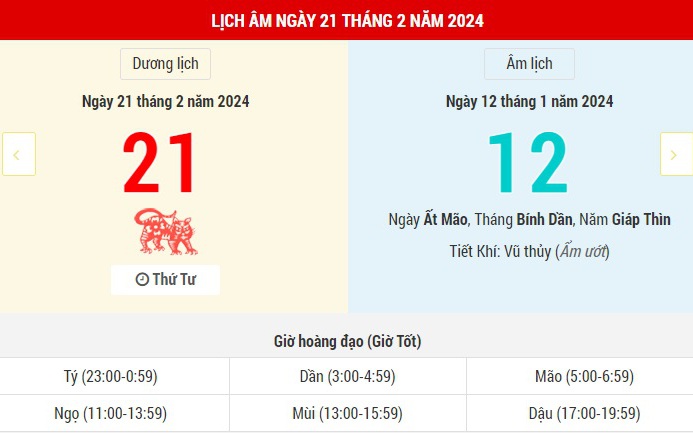 Lịch Âm hôm nay (21-2): Ngày tốt trung bình