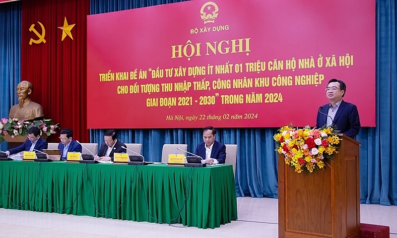 Bộ trưởng X&acirc;y dựng Nguyễn Thanh Nghị ph&aacute;t biểu khai mạc hội nghị về nh&agrave; ở x&atilde; hội