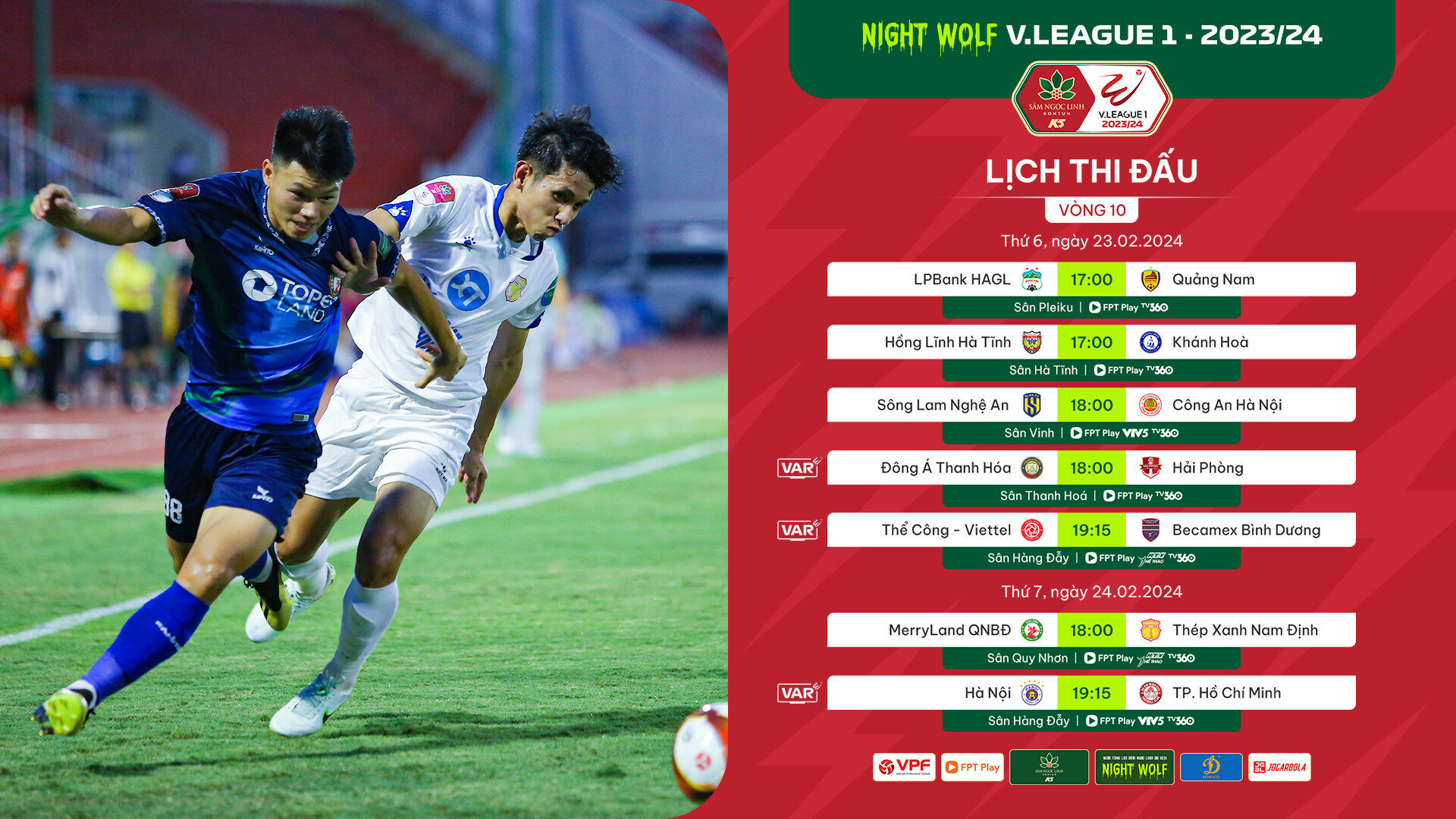V&ograve;ng 10 V-League 2023-2024: Hấp dẫn đua ng&ocirc;i đầu- Ảnh 1.