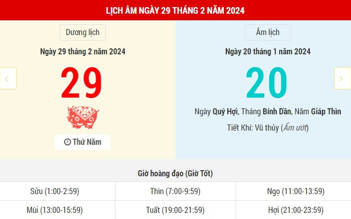 Lịch Âm hôm nay (29-2) và thời tiết các vùng